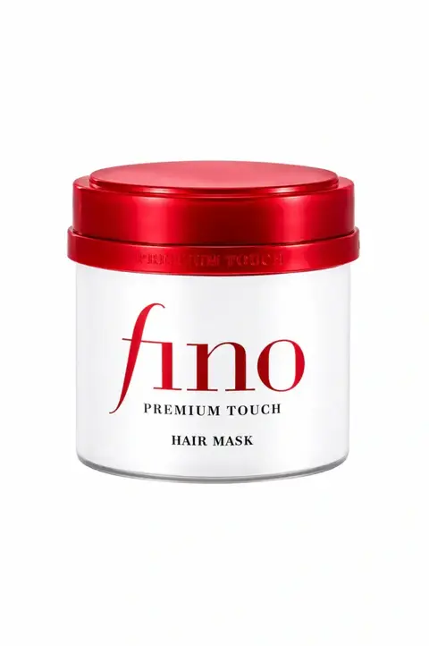 Máscara capilar Fino Premium Touch em pote branco com tampa vermelha