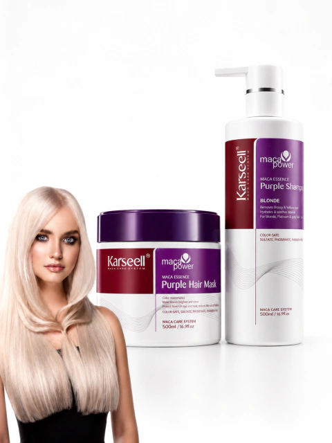 Kit Purple Hair - Máscara Karseell Original 500g + Shampoo Karseell Matizador 500ML